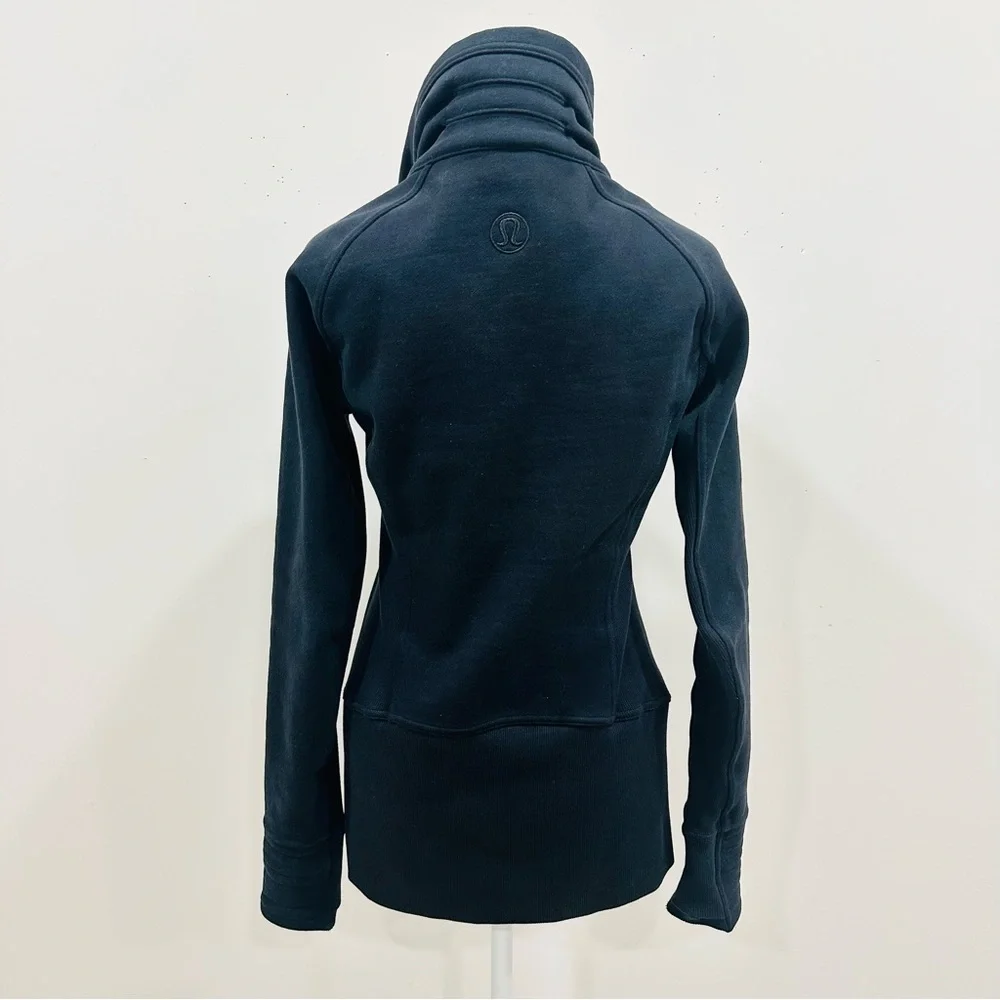 Lululemon Radiant Jacket II Emerald Black Women’s Size 6 Cotton Fleece Full‎ Zip - Picture 3 of 8